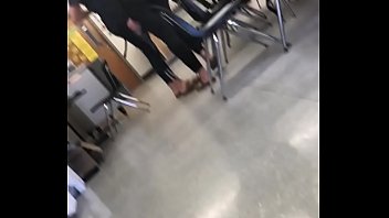 School girls round butt bending over