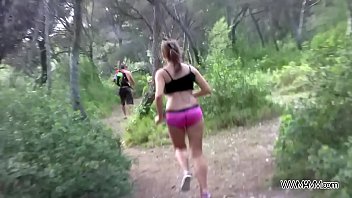 Tourist couple enjoying wild sex in the forest