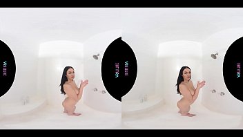 Cute brunette masturbating with her vibrator in virtual reality