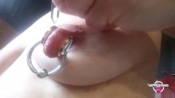 nippleringlover hot milf xtreme large nipple piercings with huge nipple rings and  fleshtunnels closeup