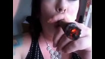 Chubby UK Mistress Tina Snua Smokes A Cigar Using A Holder - Fetish Domme